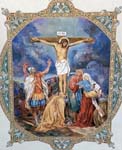 "Crocifissione" - affresco - 1870 circa - «Chiesa di Longiarù» San Martino in Badia (BZ) - Italia
